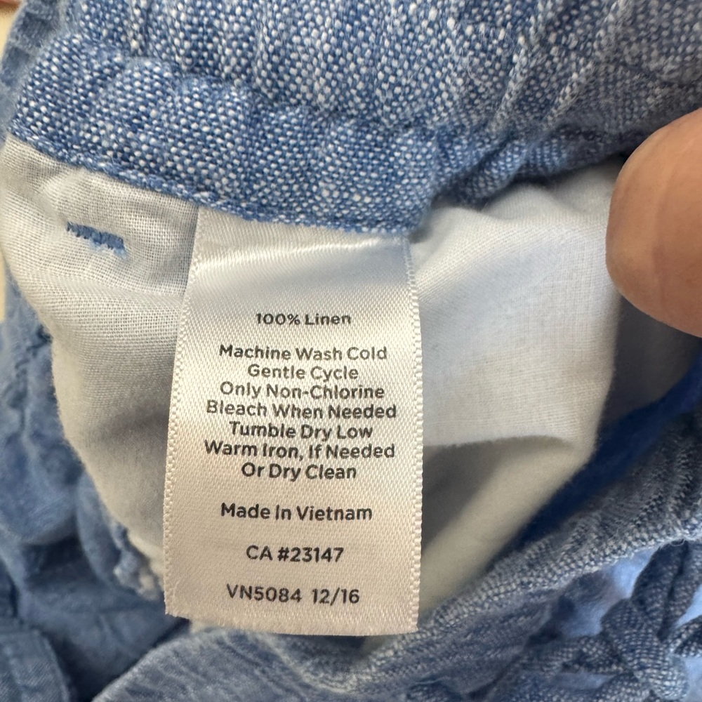 Talbots Drawstring 100% Linen Pants in Blue chambray size 4 - Picture 4 of 5
